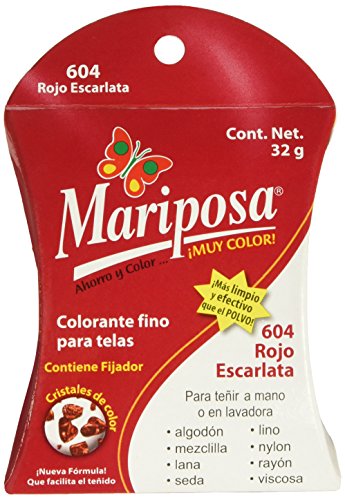 Catálogo para Comprar On-line Colorante Mariposa Tonos - los más vendidos. 36 Mariposa Colorante para Ropa, Cristales de color Rojo Escarlata Numero 604, 32 g
