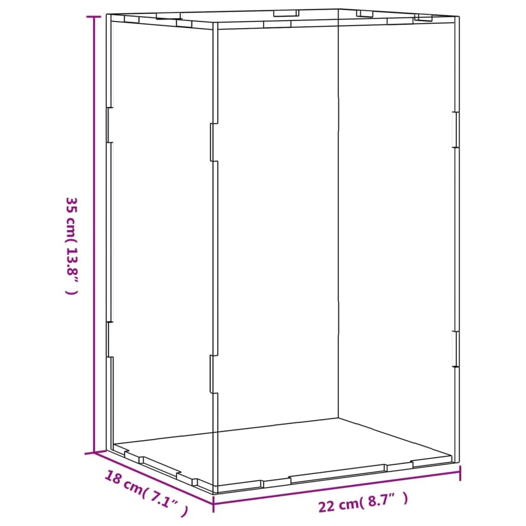 Vitrina acrílica de 22 x 18 x 35 cm, caja transparente para coleccionables, caja de protección contra el polvo para figuras y modelos, fácil montaje sin herramientas