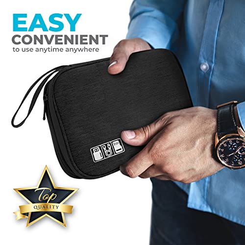 Toolbay Travel Essentials Cable Organizer Bag - Small Charging Cord Storage, Charger, Cables, Cord Storage And Accessory Bag, Grey, For Travel, Work (Black) #TOP2