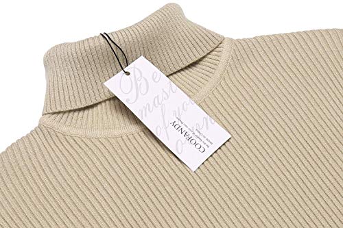 Image of COOFANDY Mens Ribbed Slim Fit Knitted Pullover Casual Turtleneck Sweater | Premium anti-shrink knit turtleneck. Soft, warm & stretchy-perfect for casual, work or outdoor wear in fall /winter.