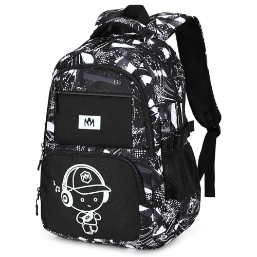 Bluboon Kids Backpack Boys Camo Bookbag Teens Elementary School Bag Daypack Travel Back Pack Middle school (Grey Graffiti)