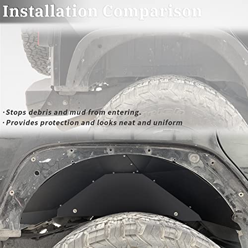 Image of Front & Rear Inner Fender Wheel Well Inner Liners Compatible with Jeep Wrangler JK & Unlimited 2007-2018 2 /4 Doors