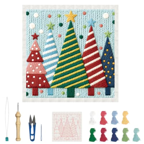 Image of BEUNITONE Punch Needle Kit for Beginners Adults - Christmas Grove Design