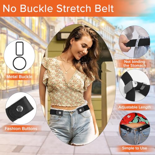 Image of No Buckle Belts for Women, Elastic Belts for Women, Comfortable Womens Belts for Jeans, Stretch Belts for Women