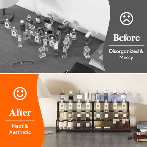 Image of Lifewit Perfume Organizer, Bedroom Decor, Cologne Cupcake Stand, Tool-Free Assembly, Makeup Display Shelf for Vanity Bathroom Counter Storage, Black, 30 cm /12 inch, 1 Pcs (Pack of 3)