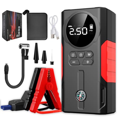 Catálogo de Arrancador de Auto Walmart Top 10. 47 LINGLUCKY Arrancador de Batería de Coche Portátil Compresor de Aire 150PSI,3000A 200W de Potencia Arrancador de Coche(9L Gasolina/6.5L Diésel) 4 Modos Luz de Emergencia