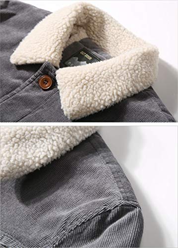 Image of ebossy Men's Single Breasted Sherpa Lined Corduroy Trucker Jacket