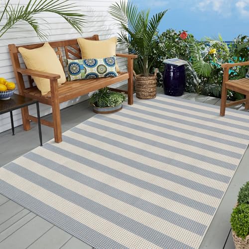 Indoor Outdoor Rug for Dining Room: Stylish, Durable, and Easy to Clean Options 8 OJIA Blue and White Striped Area Rug 5'x7' Outdoor Rug, Washable Patio Rug Farmhouse Cotton Woven Bedroom Rugs Indoor Outdoor Rugs Living Room Carpet for Dining Room Deck Backyard Camping