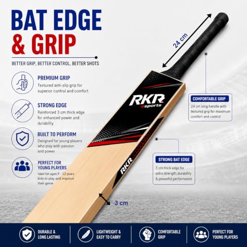 Image of Power Edition Himachal Willow Cricket Bat Size 5 with Premium Soft Tennis Ball | Natural Willow Wooden Cricket Bat for Boys & Girls Age 10-13 Years | Lightweight Tennis Ball Bat