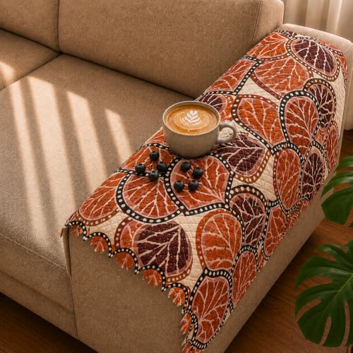 Image of Homerz Premium Printed Quilted Velvet Sofa Slip Cover Protector with Tassels, Sofa Mat, Exact Size, Antislip Cover (Bloomora, 2 pc Armrest, Armrest)