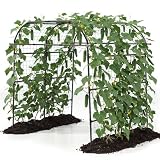 GOPLUS Arche Jardin pour Plantes Grimpantes, Hauteur 230CM, Treillis pour Légumes, Fleurs, Concombre, Tonnelle Décorative Extérieur Résistante à la Rouille, Filet en Nylon, 181 x 211 x 230 CM