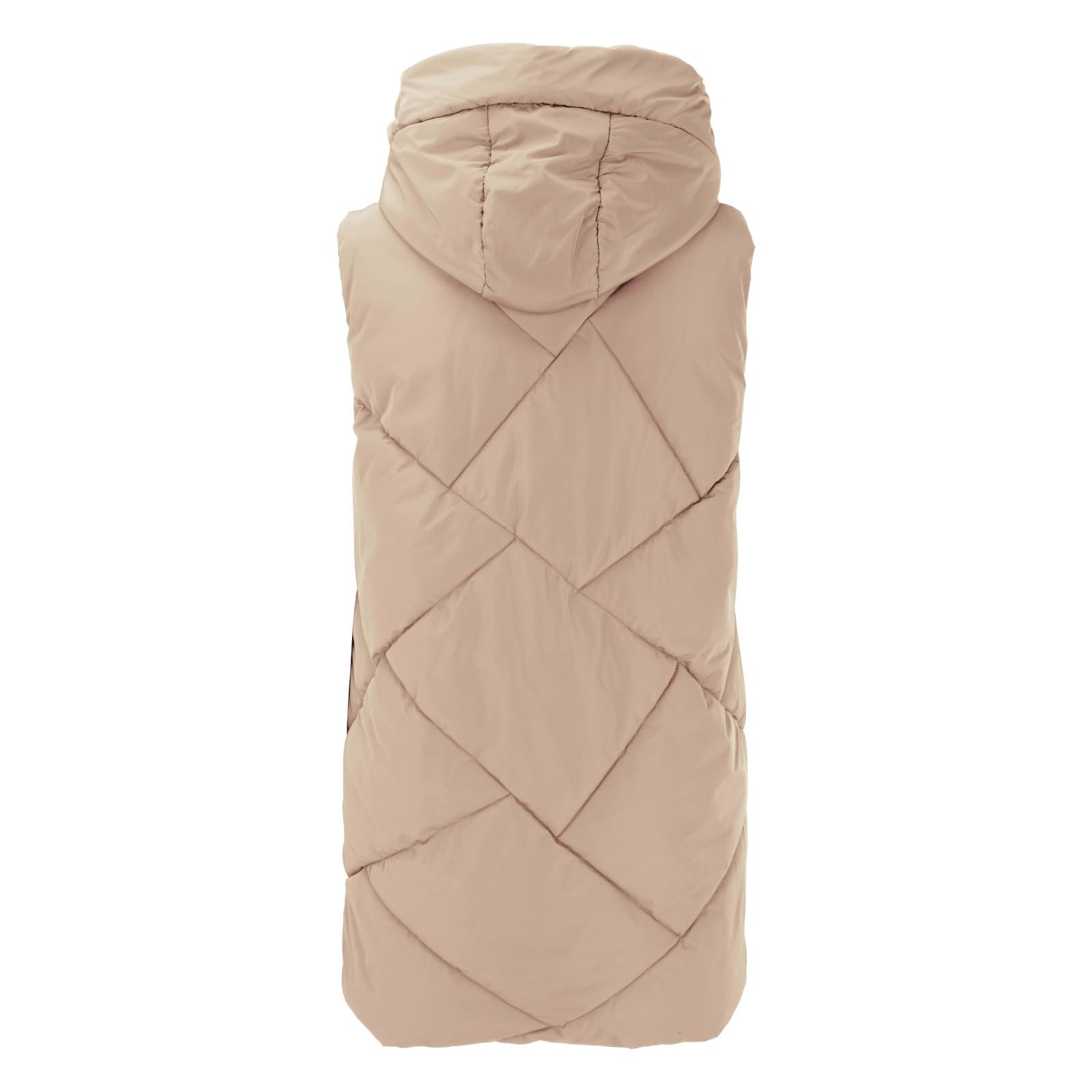 Generisch Chaleco acolchado para mujer, largo y tallas grandes, chaleco de plumón para mujer, ligero, sin mangas, chaleco de invierno, chaleco con capucha extraíble, con bolsillos, chaqueta de algodón