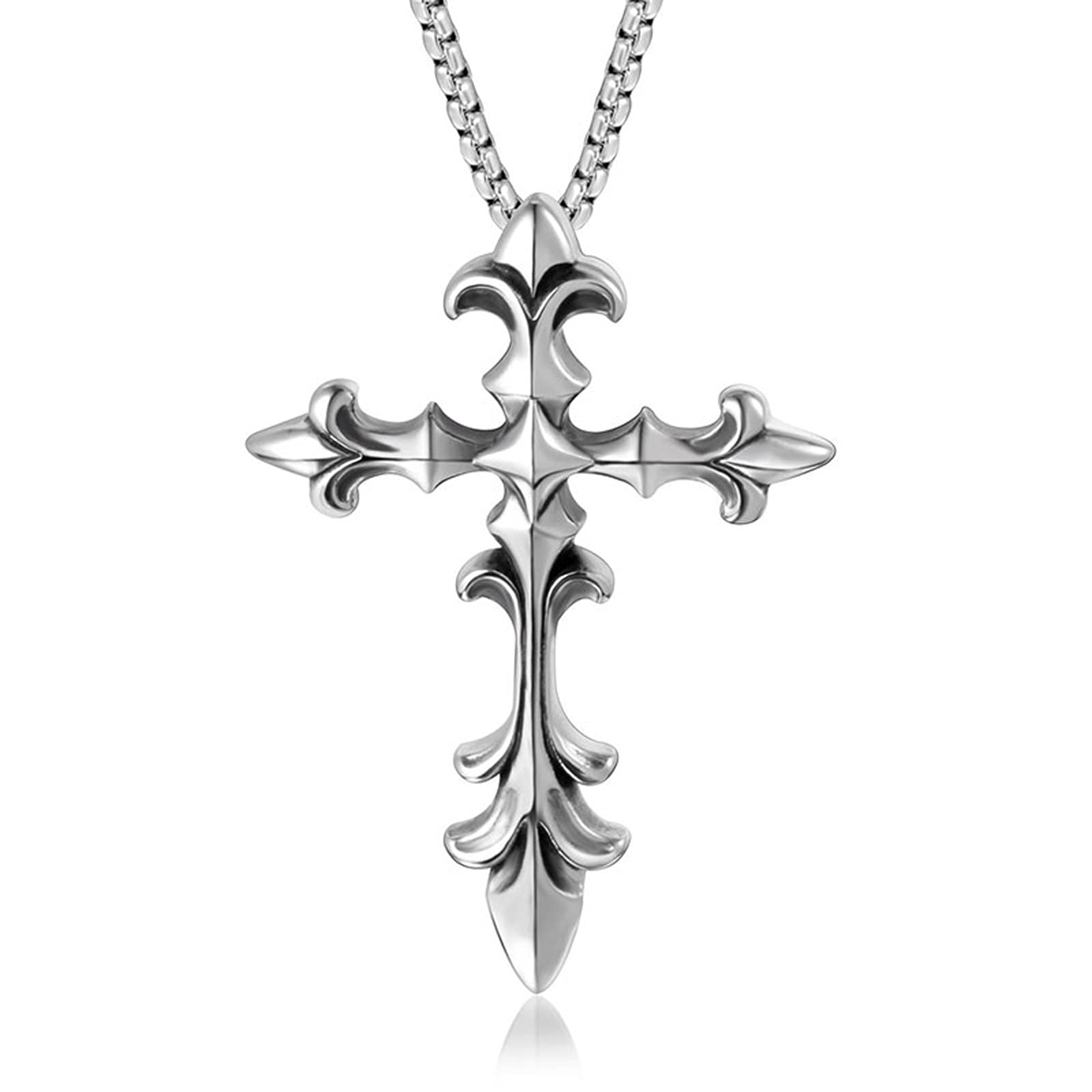 Collier Titane Acier Homme pendentif croix vintage en acier inoxydable durable