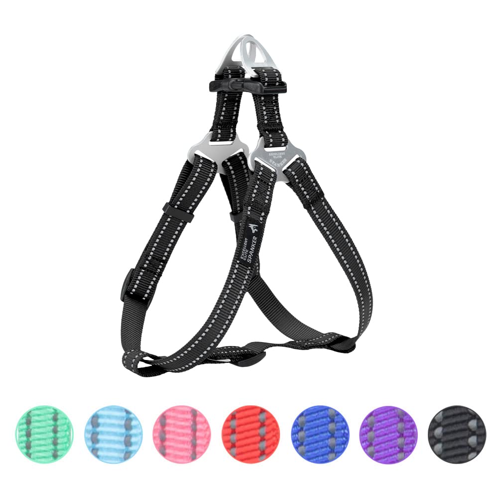 EXCELLENT ELITE SPANKER No Pull Dog Harness Adjustable Nylon Step-in Easy Pet Vest Chest Strap with Reflective and Leash Ring for Small Medium Large