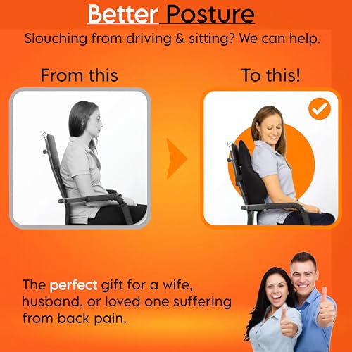 kossto Orthopedic Back Brace Memory Foam Lumbar Support Backrest for Upper, Middle & Lower Back Pain Compatible with Car, Office Chair having Mesh Cover, Adjustable Strap with 2 Years Warranty (BLACK) - Image 6