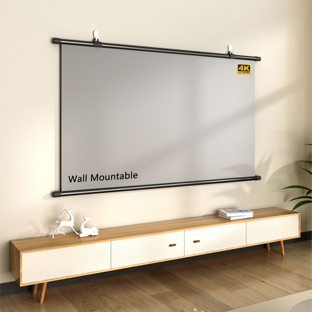 60" 72" 84" Schermo Cinematografico 4K HD con Treppiede, Antipiega 16:9, Schermo di Proiezione da Parete per Esterni e Interni(72"(16:9))