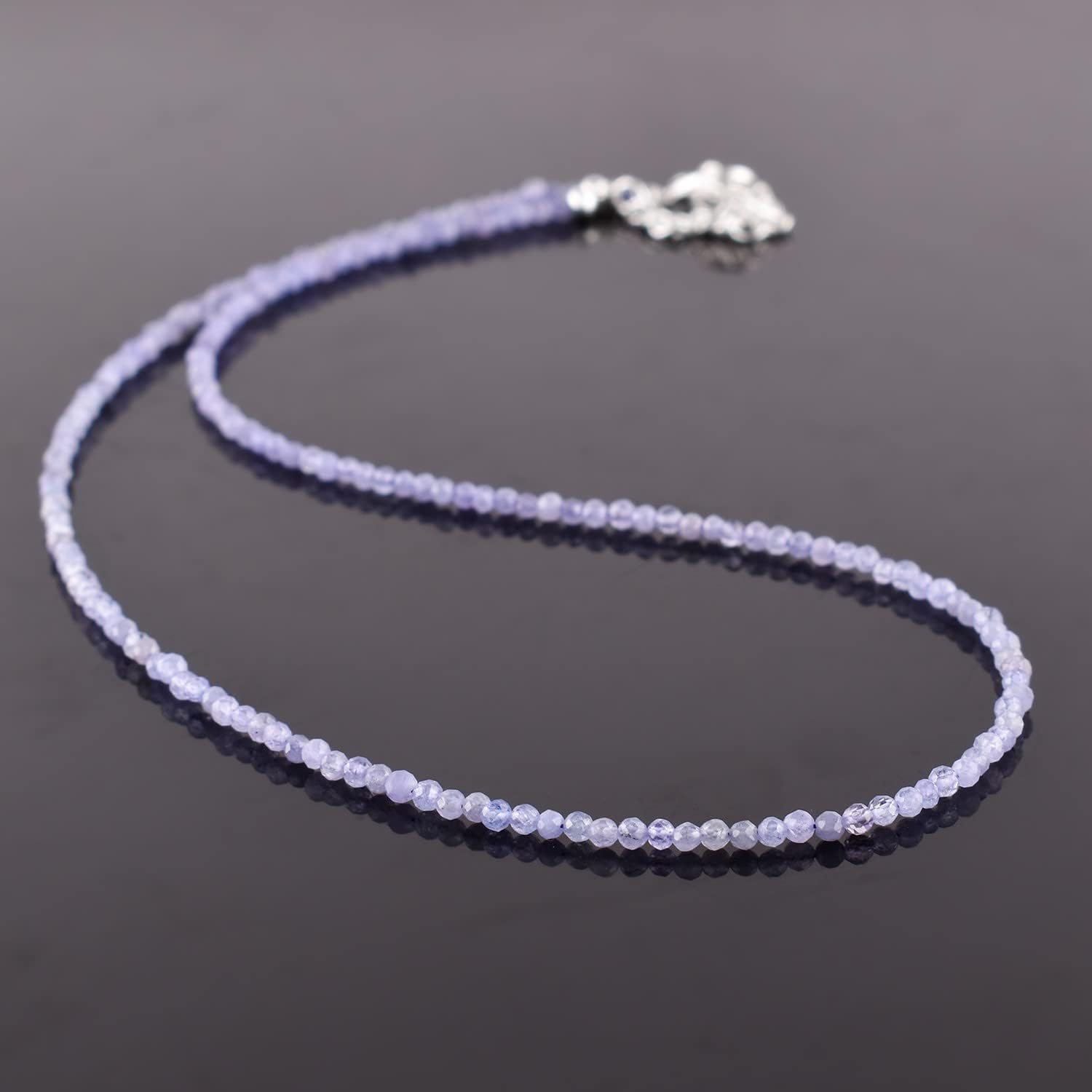 OdrillionGems Genuine Tanzanite Gemstones Beads Choker Necklace, 925 Sterling Silver, Energy Chakra Stone, Healing Crystals Handmade Jewelry, December Birthstone. Valentine Gift for Women, 18" Inches - Image 4