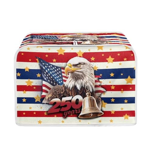 Image of 2 Slice Toaster Oven Dust Protection Cover 250 Years Celebration American Flag Eagle Toaster Bread Machine Cover July 4th USA Independence Day Decor