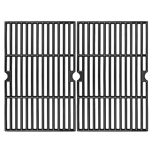 GFTIME 41.9 x 54.6cm Cast Iron Cooking Grate Replacement for Tepro Toronto Black, Grill for Aktiva Angular, Grate for EL Fuego Montreal, Grill Grate 2 Pack