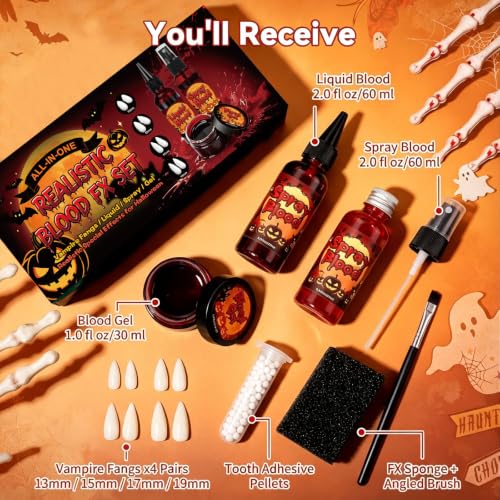 10PCS Halloween Fake Blood Kit Scary Cosplay SFX Makeup Accessories - image 2