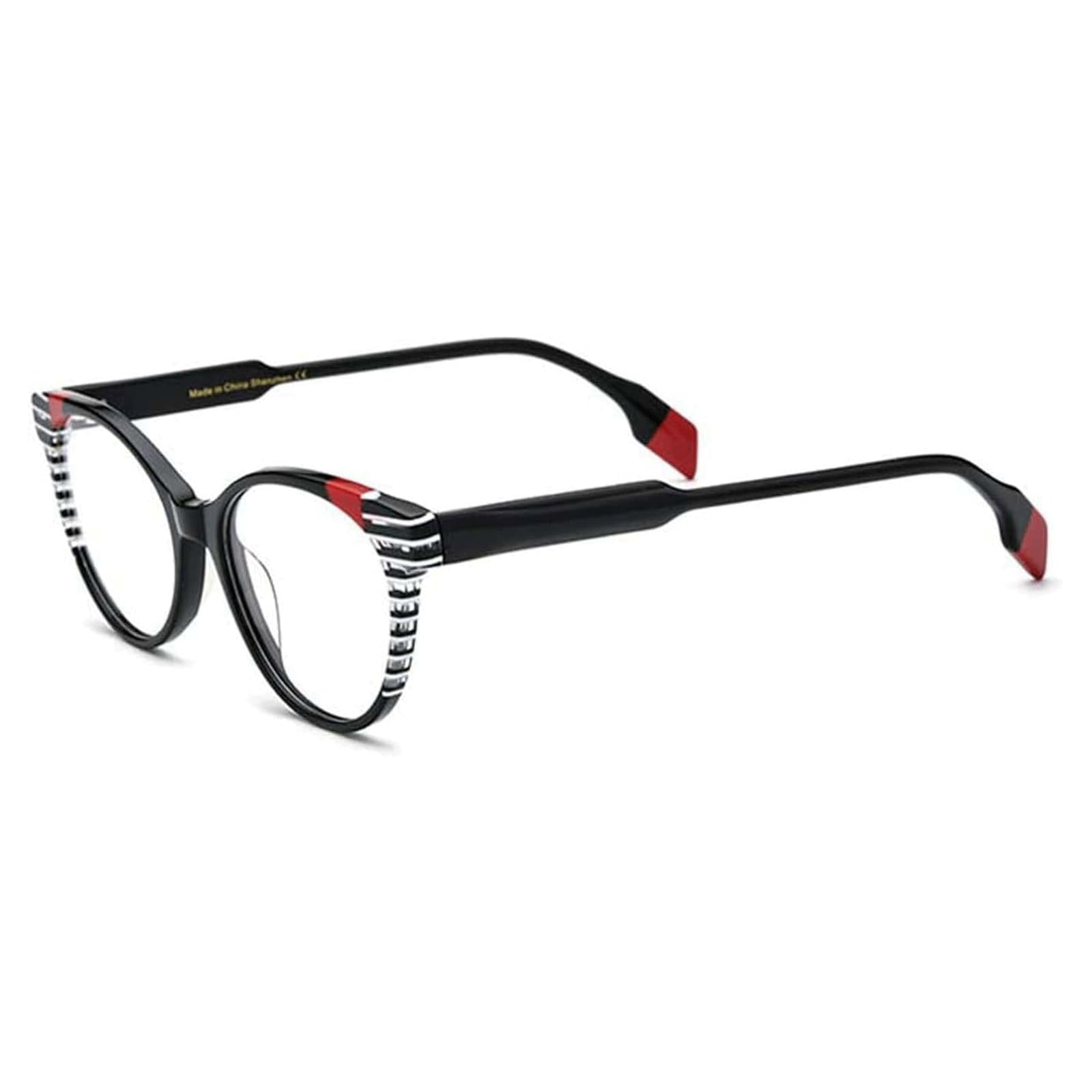 Monturas con rayas creativas en acetato Gafas portátiles Noir
