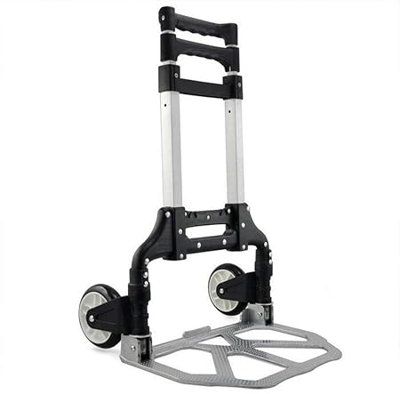 Luxafare 80 Kg Cart Folding Dolly Push Truck Collapsible Black Hand Trolley Luggage