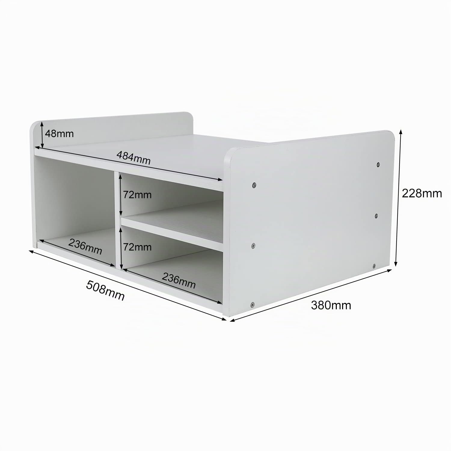 EasyPAG Supporto Stampante da Scrivania 4 Compartimenti Legno,Ripiano per Stampante,Organizzatore Carta A4 per Ufficio & Casa,Bianco