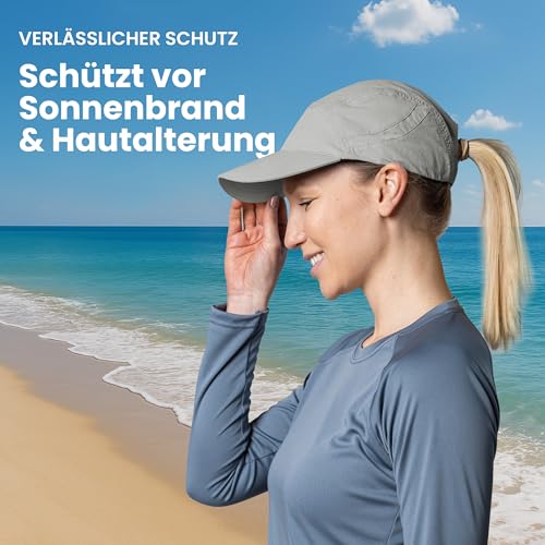 iQ-UV Schutz Kappe Unisex Weiß 55-61cm – Atmungsaktive Laufkappe für Herren & Damen – Bequeme Running Cap für Sommer – Sonnenkappe für Herren & Damen ideal für Outdoor-Aktivitäten