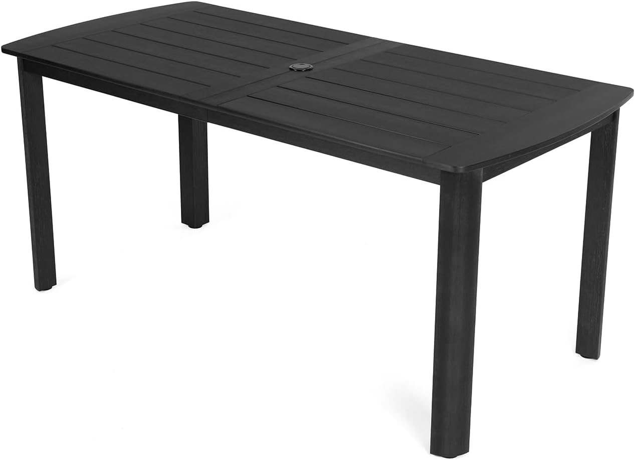 44.5" HIPS Outdoor Dining Bench, X-Shaped Modern Backless 2-Person Seating, All-Weather Patio Bench with Wood Grain Texture, Easy Assembly, Teak