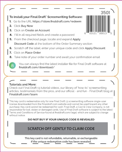 Image of FINAL DRAFT 13 - Professional Screenwriting Software For Screenwriters With Industry Standard Formatting and Writing Project Planning Productivity Tools