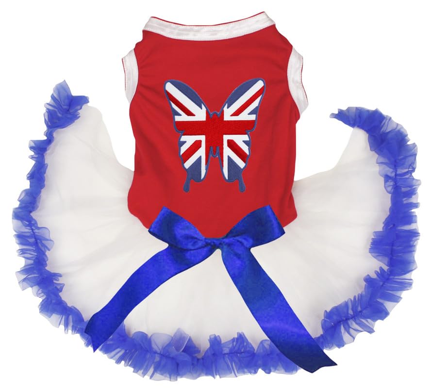 Robe pour chien papillon rouge blanc bleu L Britain pour animal de compagnie
