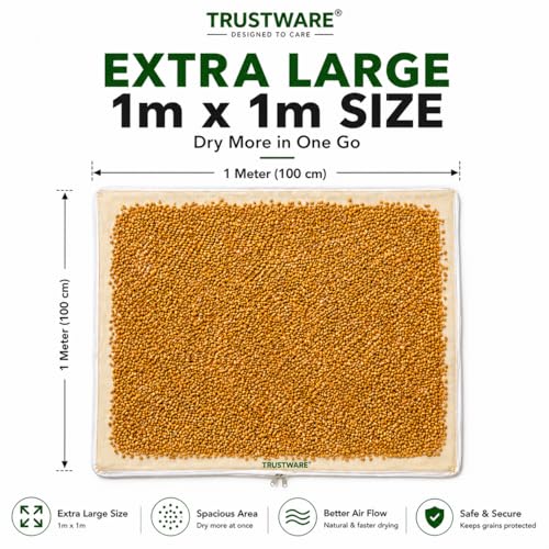 Image of Drying Cloth with Fine Mesh Net (1 Meter x 1 Meter) | Protects Grains from Birds & Pigeons | Suitable for Drying Papad, Vadiyalu, Spices, Pulses.