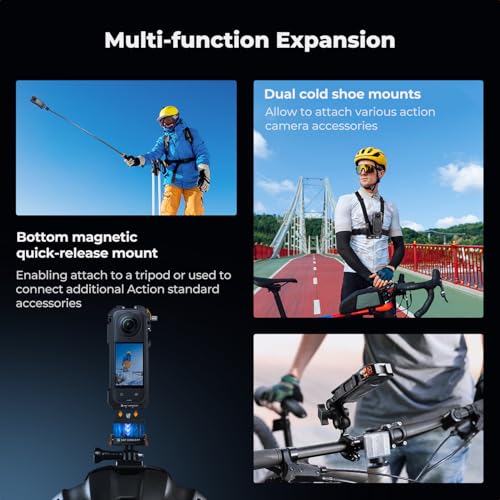 Image of K&F CONCEPT Camera Cage with Silicone Lens Cover for Insta360 X5 | Aluminum Alloy Protective Case Frame with 2 Cold Shoe Mounts for Microphone and Led Video Light Built-in 1 /4 inch Screw Hole CI01