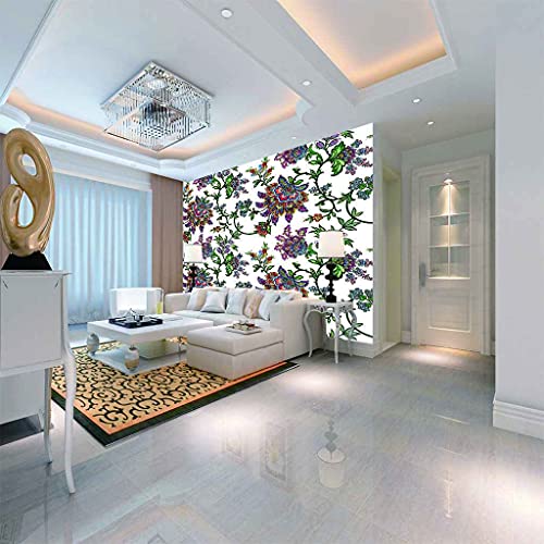 Papier peint mural fleurs colorées pour rénovation rapide - 5