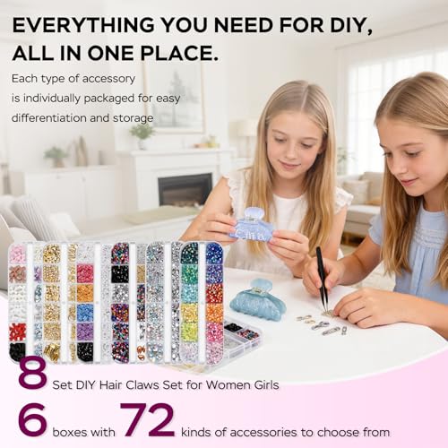 Kit DIY 8 Sets Pinzas de Pelo Acrílicas con Accesorios miniatura 2