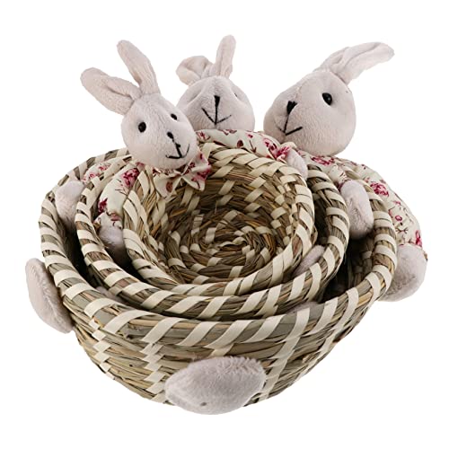 BAZEITFLOW Cestas de Bambú para Pascua Hechas Mano Decorativas Almacenamiento Multifunción para Huevos y Frutas Decoración Hogar Festiva