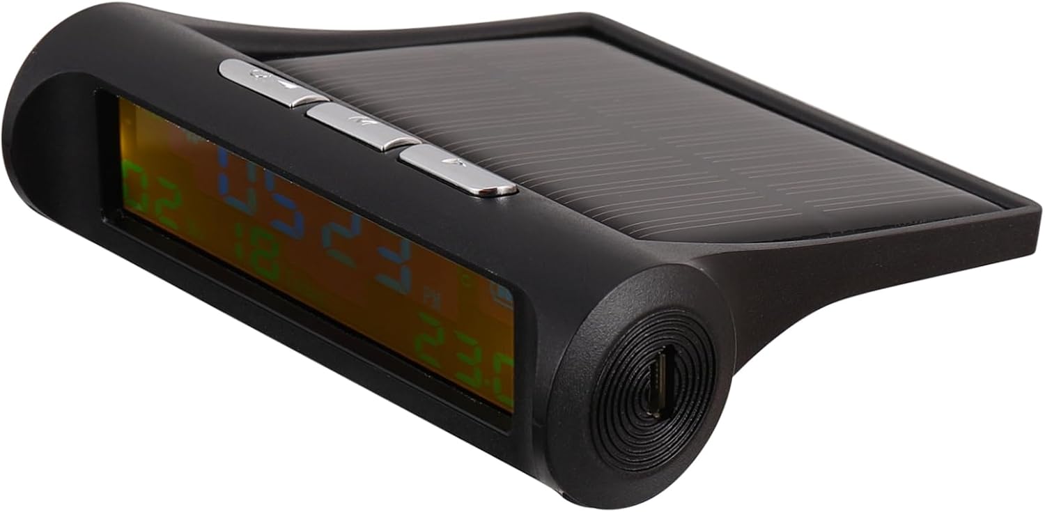 Cabilock 3pcs Car Solar Charge Digital Clock Calendar Temperature Display Automatic Multi-Function Dashboard Watch for Vehicles and - USB Charging Compatible