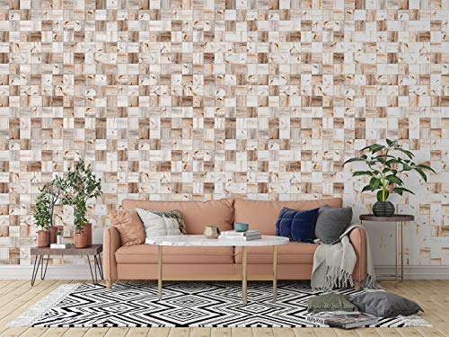 Image of DWELLSINDIA Wood Cubes Self Adhesive Wallpaper Waterproof, Scratch Resistant, Laminated 41x244 CM