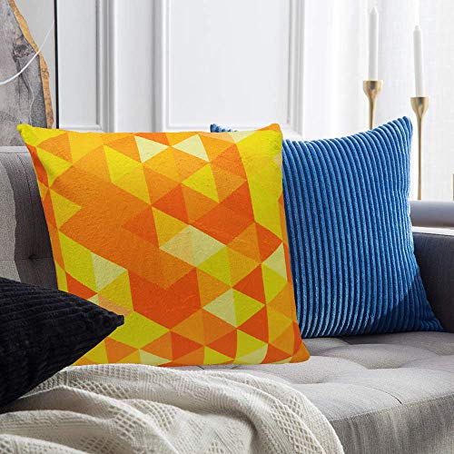 Image of Khooti Velvet Cushion Cover, 22x22 (Triangular Orange Yellow)(Pack of 1)