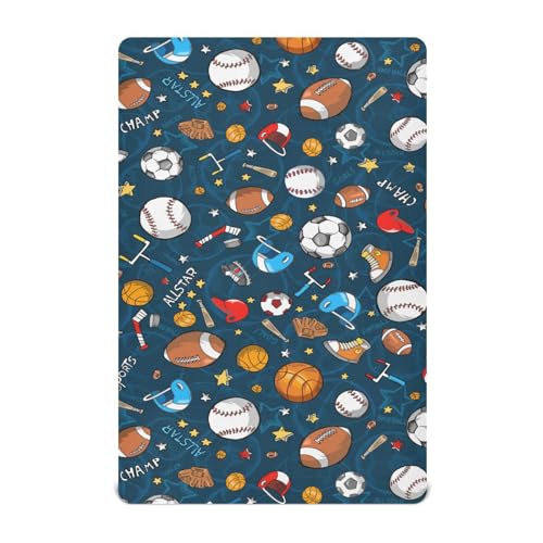 Image of Baby Crib Sheet Sport Crib Mattress for Boys and Girls Playard Sheet Soft Breathable Fitted Baby Mattress Cover 52x28in