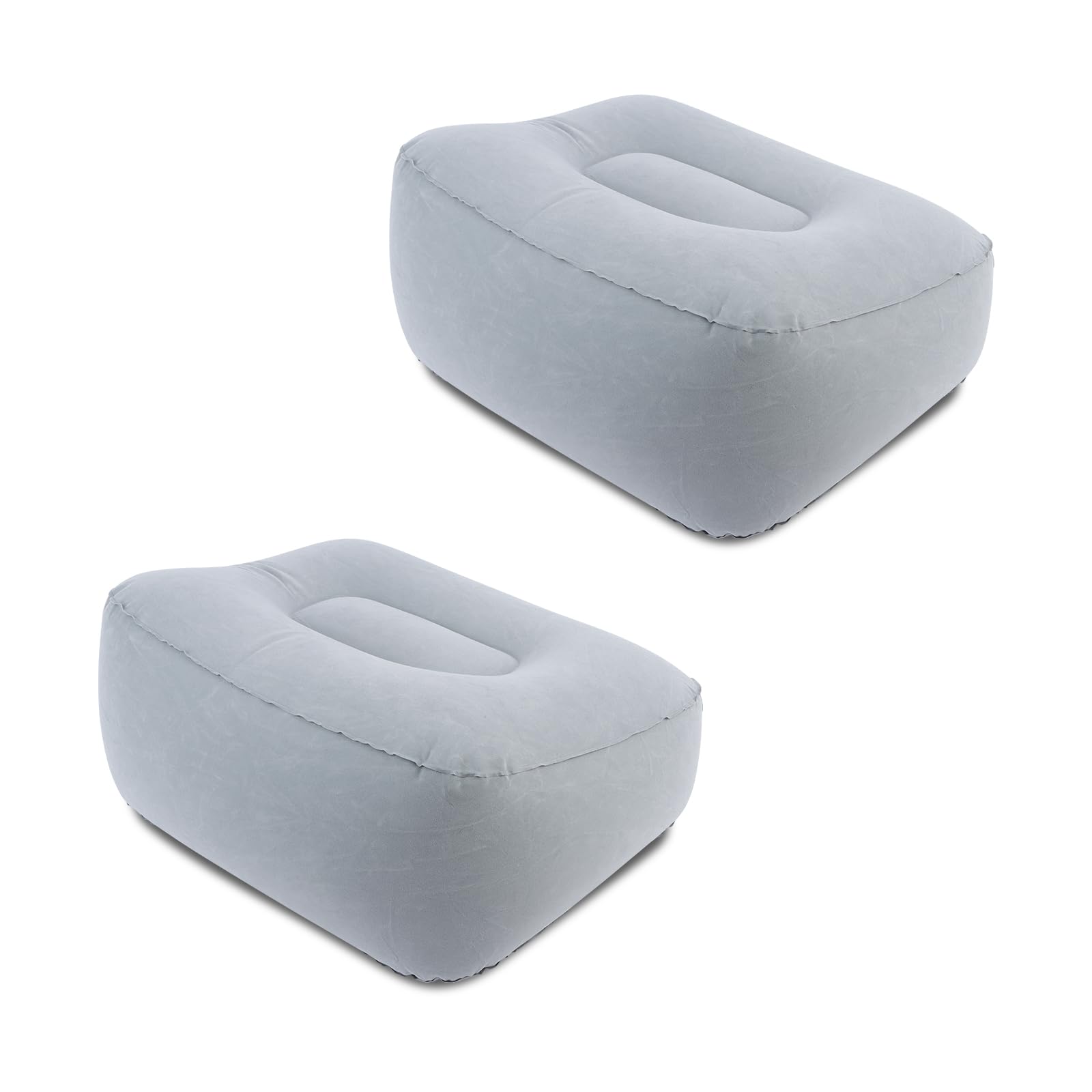 Inflatable Foot Rest Pillow 2 Pack, Versatile Inflatable Foot Rest for Travel Sleep, Portable Airplane Footrest for Car Office Home (Grey)