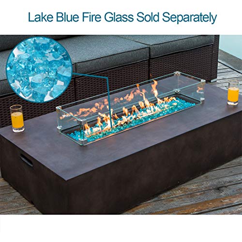 Cosiest 9 Piece Outdoor Wicker Sectional Sofa W Fire Pit Table,Chocolate Brown Patio Furniture Set W 56 X 28 Inches Rectangle Bronze Fire Table (50,000 Btu) And Tank Outside(20Lb) For Garden #TOP2