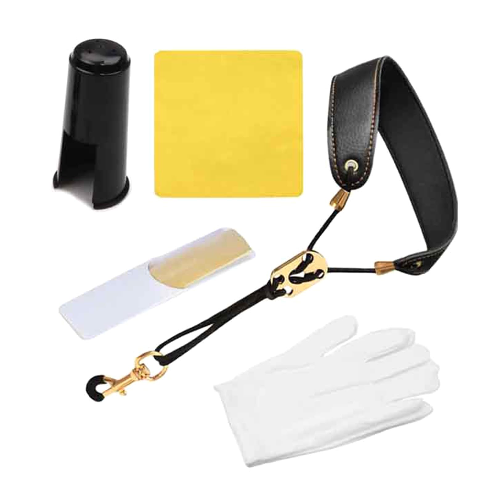 Maxtonser Professional Saxophone Maintenance Set with Cotton Cloth Natural Shoulder Strap and Accessories Gloves for