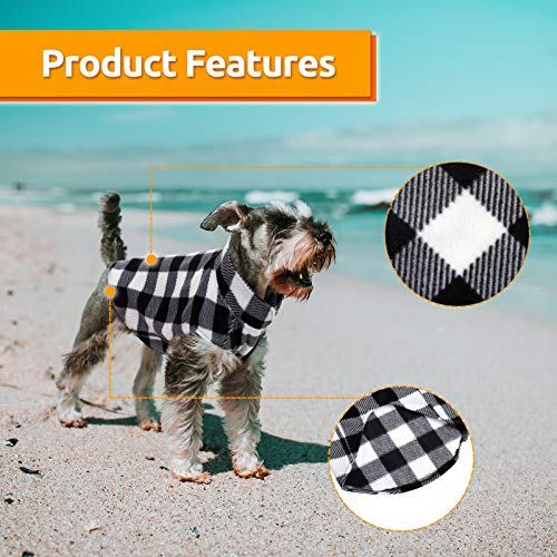 Asenku ASENKU-DOG PLAID SHIRT BLACK XXS Dog Sweater, Plaid Dog Fleece Vest thumb #3