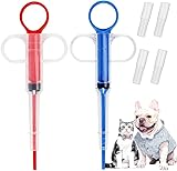 Aubeifou 2 StückTablette Feeder, Haustier Dosierer, Wiederverwendbar Medikamenten Feeder für Katzen kleine Hunde, Pet Pusher SpritzeTabletteneingeber für Katzen Hunde von Wasser