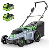 40V Cordless Lawn Mower, 17' Walk Behind Electric 4.0 Ah Battery Powered Lawnmower, 6 Adjustable Cutting Heights, 50L Grass Bag, Brushless Motor, for Garden/Patio/Yark/Lawn