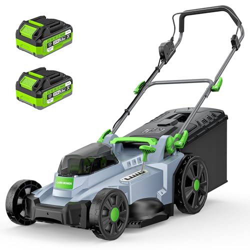 40V Cordless Lawn Mower, 17' Walk Behind Electric 4.0 Ah Battery Powered Lawnmower, 6 Adjustable Cutting Heights, 50L Grass Bag, Brushless Motor, for Garden/Patio/Yark/Lawn