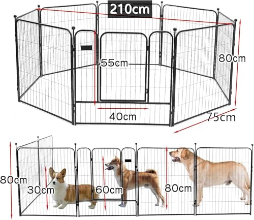 Shinyever 犬 サークル 中大型犬用 犬 ケージ ペットフェンス ペットサークル 犬 ゲージ 幅150*奥行150*高80cm パネル8枚 の商品画像 8