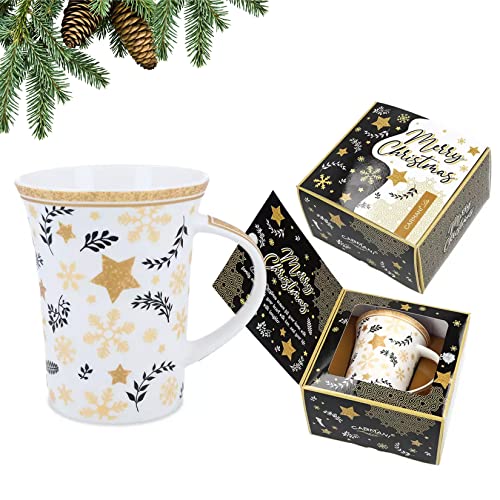 CARMANI - Taza de porcelana decorada con temática navideña de 350 ml