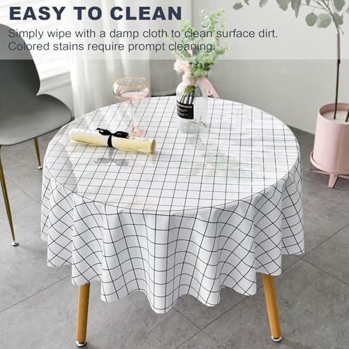 Image of LovePads Round Clear Table Protector, 1.5mm Thick 36 Inch Plastic Table Cover, Waterproof Vinyl Tablecloth Round Protective Tabletop Pad for Kitchen Countertop Coffee Desk, Heavy Duty & Easy to Clean
